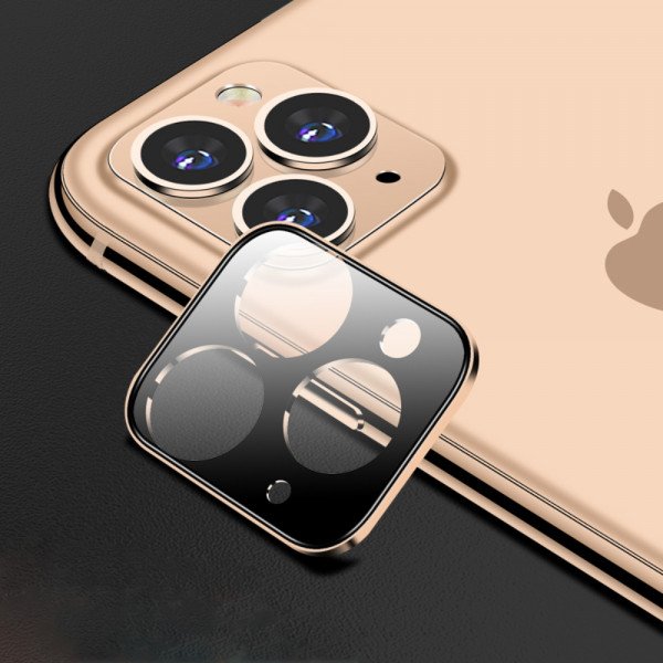 Wholesale iPhone 11 Pro (5.8in) / iPhone 11 Pro Max (6.5) Camera Lens HD Tempered Glass Protector (Gold Edge)